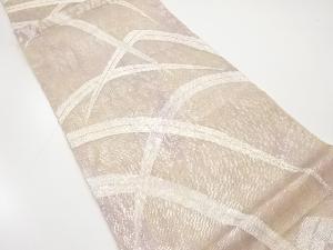 正絹　紗　引箔　草葉模様織り出し　夏用袋帯